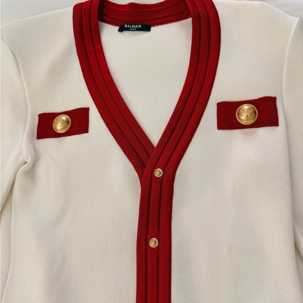 Authentic Balmain Cardigan with Gold Accents - Picture 3 of 9
